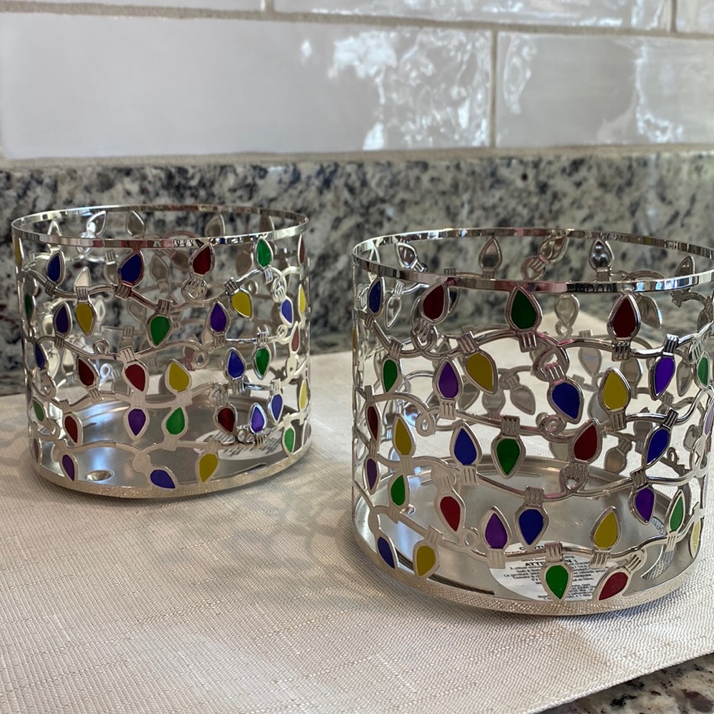 TWO, BATH & BODY WORKS 3-wick candle holder.